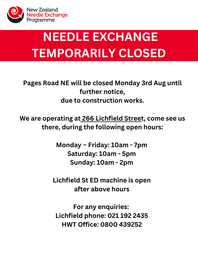Pages Road, Christchurch Exchange temporarily closure