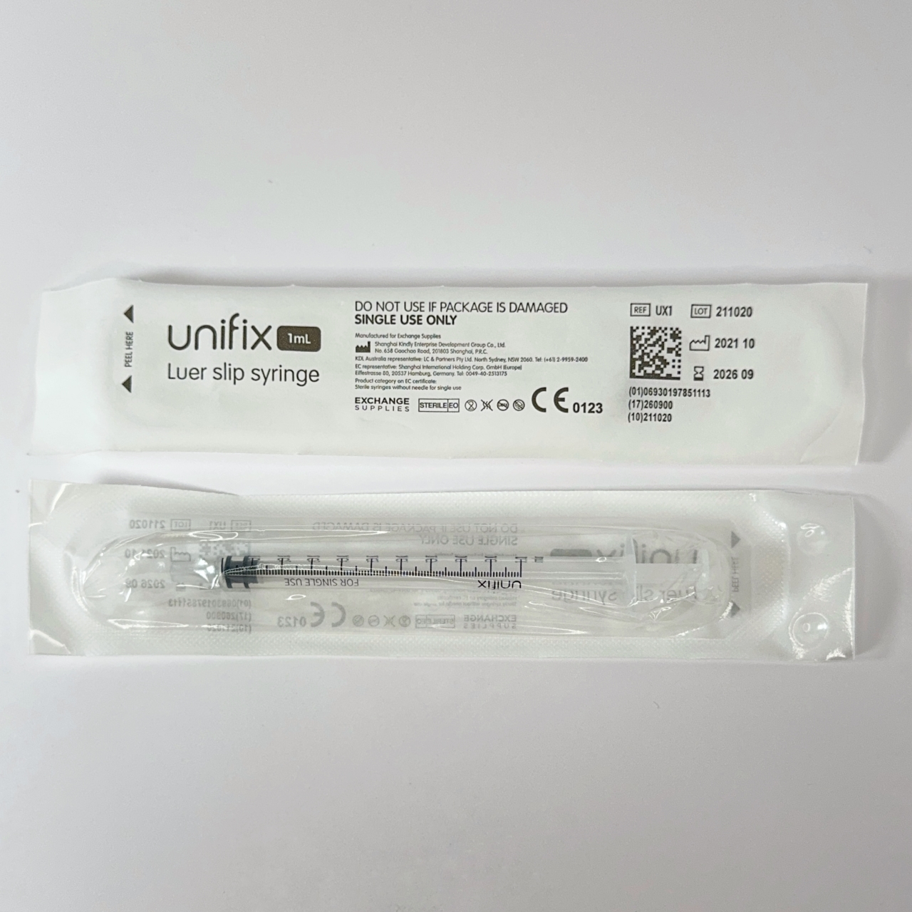 Unifix 1ml luer slip syringe